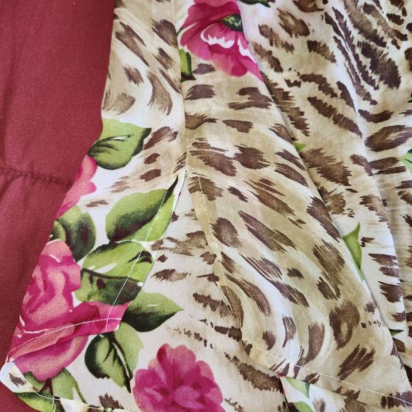 Notations Floral Leopard Print Sleeveless Tank Top Blouse XL Brown Pink - Picture 8 of 8